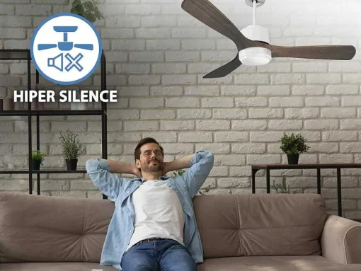 Ventilador De Tecto Reversivel Termostato Regulavel Termostato Wifi Motor Dc Tectos Inclinados Controlo Remoto Luz De Tres Tons Memória Hipersilenciosa