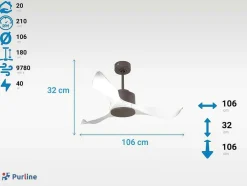 Ventilador De Tecto Reversivel Termostato Regulavel Termostato Regulavel Wifi Motor Dc Tectos Inclinados 2/3 Laminas Memória Hypersilence