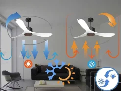 Ventilador De Tecto Reversivel Termostato Regulavel Termostato Wifi Motor Dc Tectos Inclinados Controlo Remoto Luz De Tres Tons Memória Hipersilenciosa