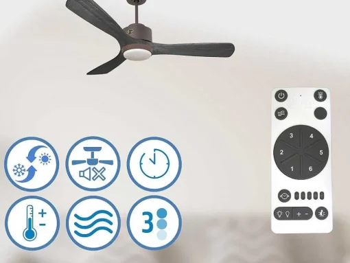 Ventilador De Tecto Reversivel Termostato Regulavel Termostato Wifi Motor Dc Tectos Inclinados Controlo Remoto Luz De Tres Tons Memória Hipersilenciosa