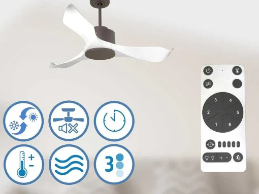 Ventilador De Tecto Reversivel Termostato Regulavel Termostato Regulavel Wifi Motor Dc Tectos Inclinados 2/3 Laminas Memória Hypersilence