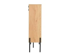 Vitrina Com 2 Portas Deslizantes Natural Claro E Preto - Memphis Ii