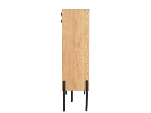 Vitrina Com 2 Portas Deslizantes Natural Claro E Preto - Memphis Ii