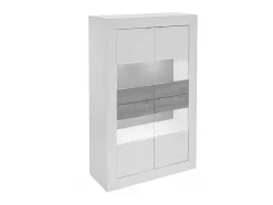 Vitrina Com Leds E 4 Portas Disponivel Em Branco Lacado - Comete