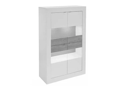 Vitrina Com Leds E 4 Portas Disponivel Em Branco Lacado - Comete