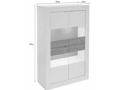 Vitrina Com Leds E 4 Portas Disponivel Em Branco Lacado - Comete