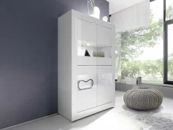 Vitrina Com Leds E 4 Portas Disponivel Em Branco Lacado - Comete