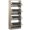 Wehome - Sapateira 4 Portas Com Puxadores Retrateis 63X150 Cm Carvalho Cinza