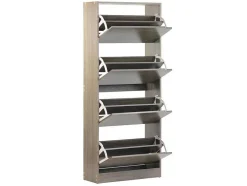 Wehome - Sapateira 4 Portas Com Puxadores Retrateis 63X150 Cm Carvalho Cinza