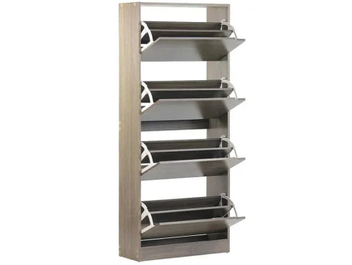 Wehome - Sapateira 4 Portas Com Puxadores Retrateis 63X150 Cm Carvalho Cinza